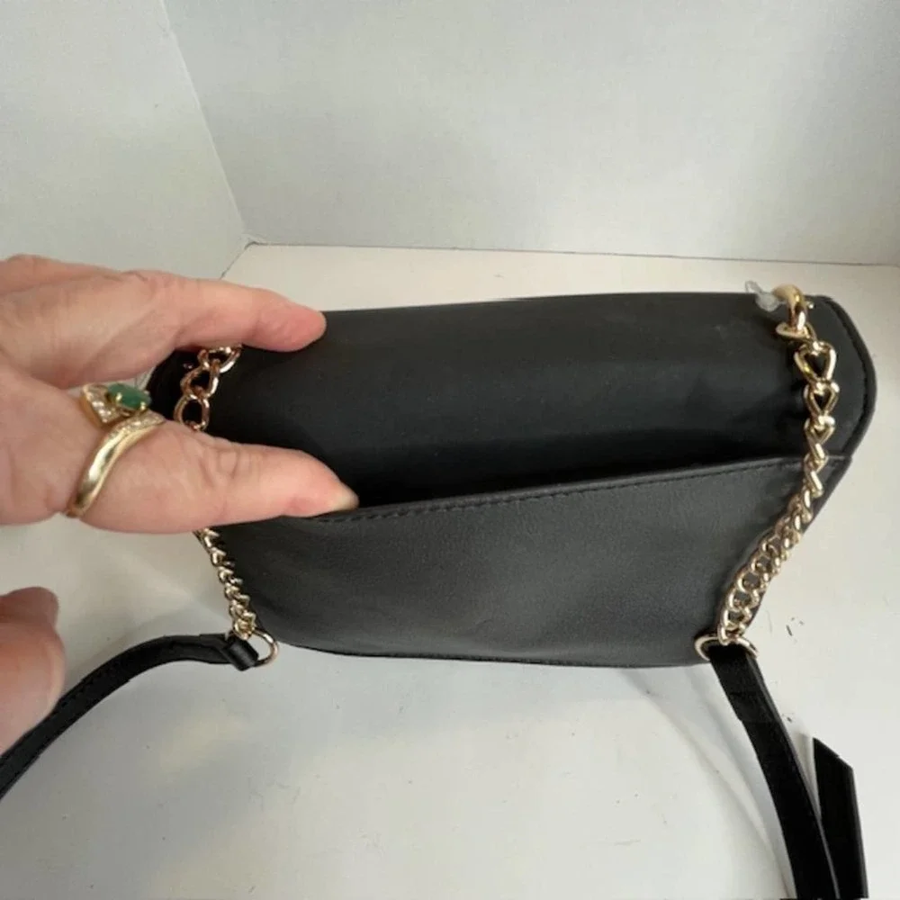 New Nine West Black Convertible Chain Crossbody Flap